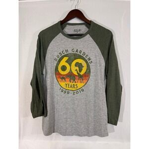 60th‎ Anniversary Busch Garden Baseball Tee Medium Gray/Green Rayon memorabilia
